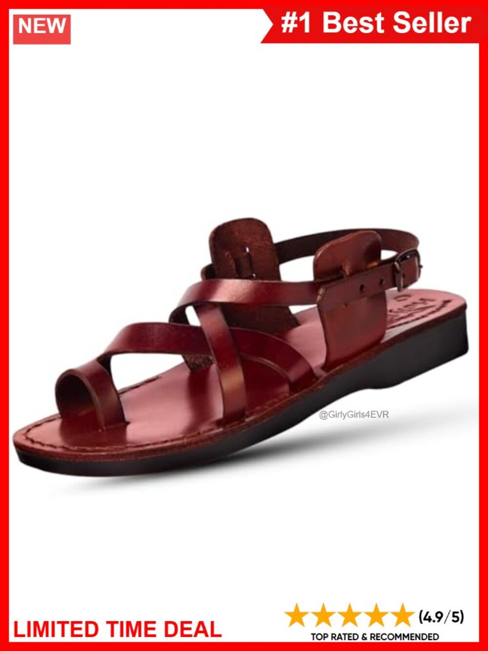 Handmade Genuine Leather Jerusalem Jesus Sandals Adjustable Unisex Slides